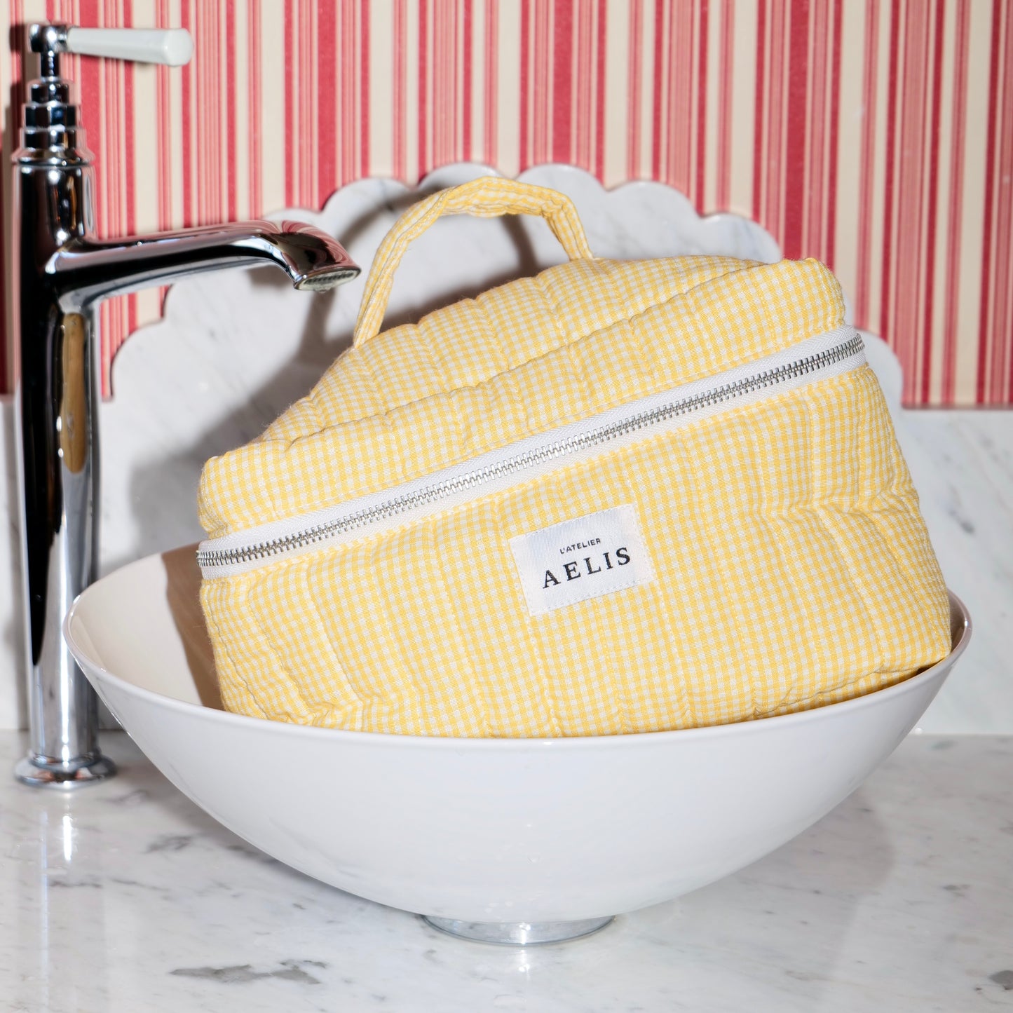 Tiny Yellow Vichy Vanity
