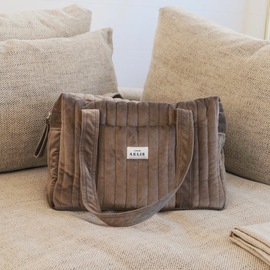 Taupe velvet bag