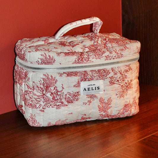 Red farmhouse vanity